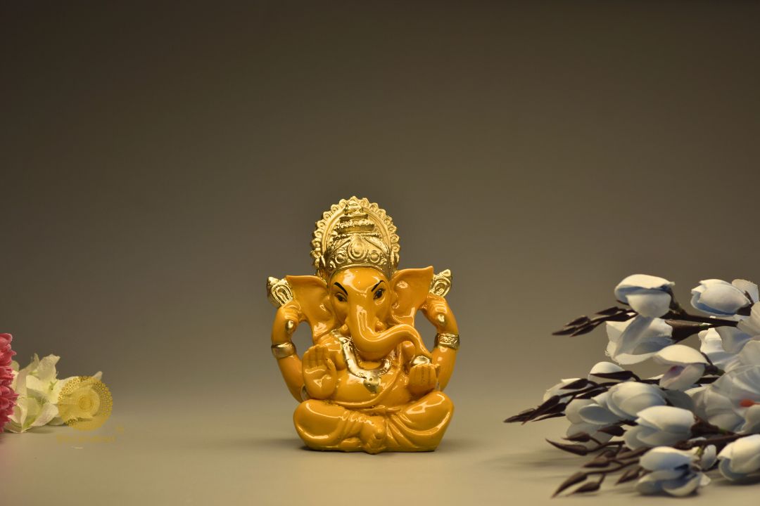 Mini Ganesha Statue - Yellow - The Gharnish - A Unit of Satkala Creations