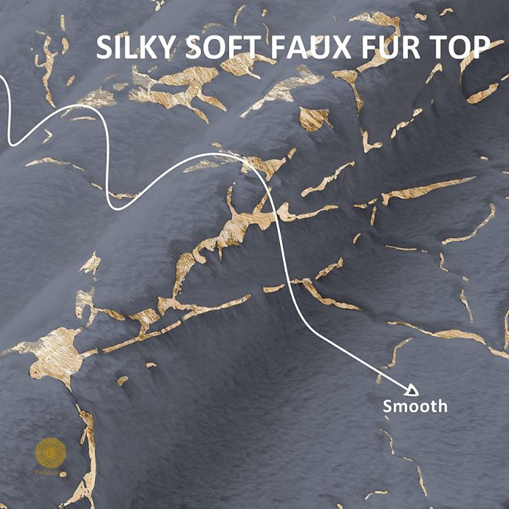 Gold Foil Faux Fur Round Rug - The Gharnish - A Unit of Satkala Creations