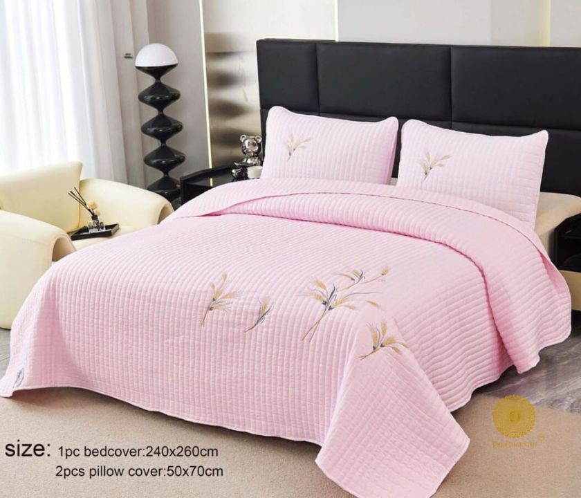 Zoya King Size Quilted Bedcover With Embroidery - The Gharnish - A Unit of Satkala Creations