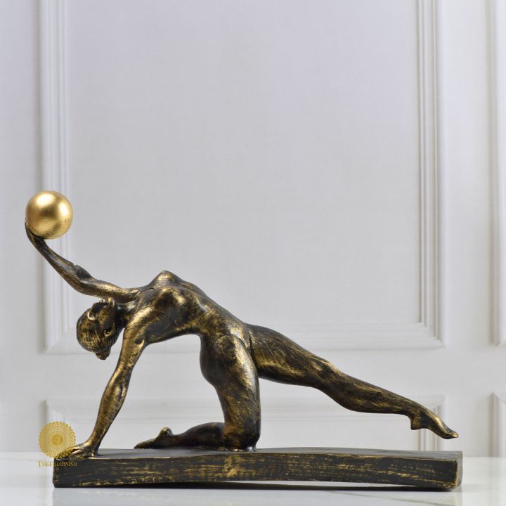 Yoga Lady With Golden Ball Figurine - The Gharnish - A Unit of Satkala Creations