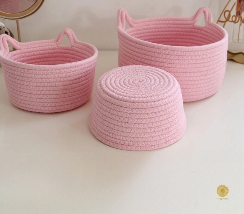 Cat Shape Rope Woven Storage Organiser Basket Set of 3 - The Gharnish - A Unit of Satkala Creations