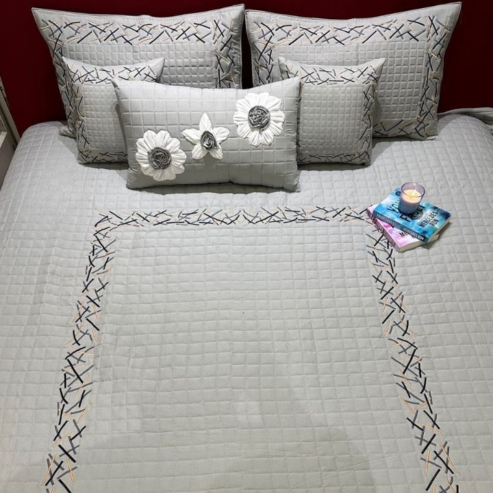 King Size 6 Pcs Quilted Bedcovers Set - The Gharnish - A Unit of Satkala Creations