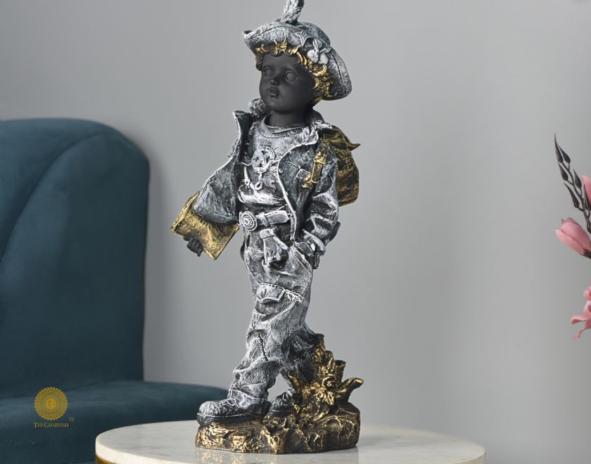 Ancient Antique Golden Boy Statue - The Gharnish - A Unit of Satkala Creations