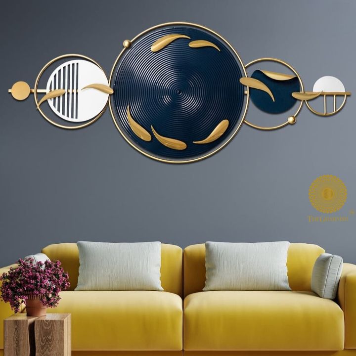 Floating Fish Metalling Wall Art (48x24 Inches) - The Gharnish - A Unit of Satkala Creations
