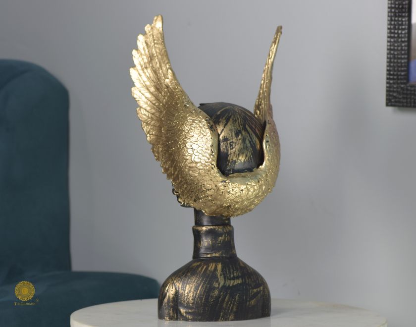 Golden Wings Angel Face Sclupture (5.5x13 Inches) - The Gharnish - A Unit of Satkala Creations