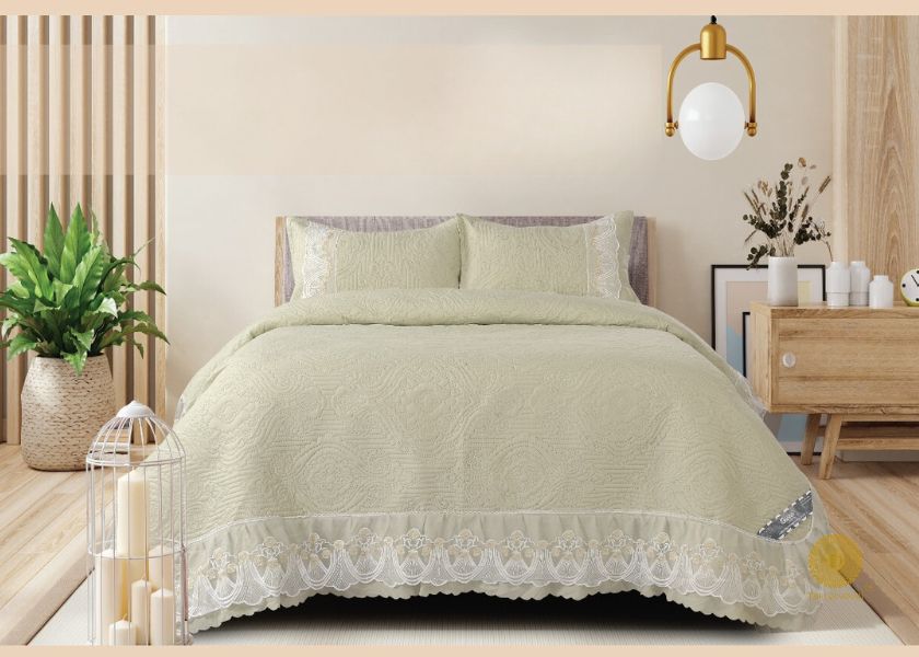 Lagos Quilted 3 Pcs Bedding Set - The Gharnish - A Unit of Satkala Creations