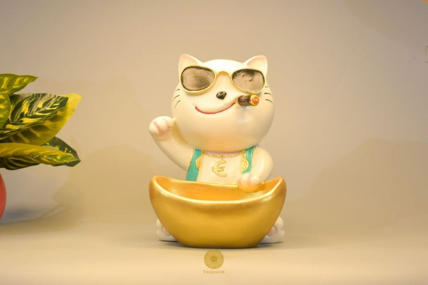 Cigrate Cat Decorative Showpiece Cum Plater - The Gharnish - A Unit of Satkala Creations