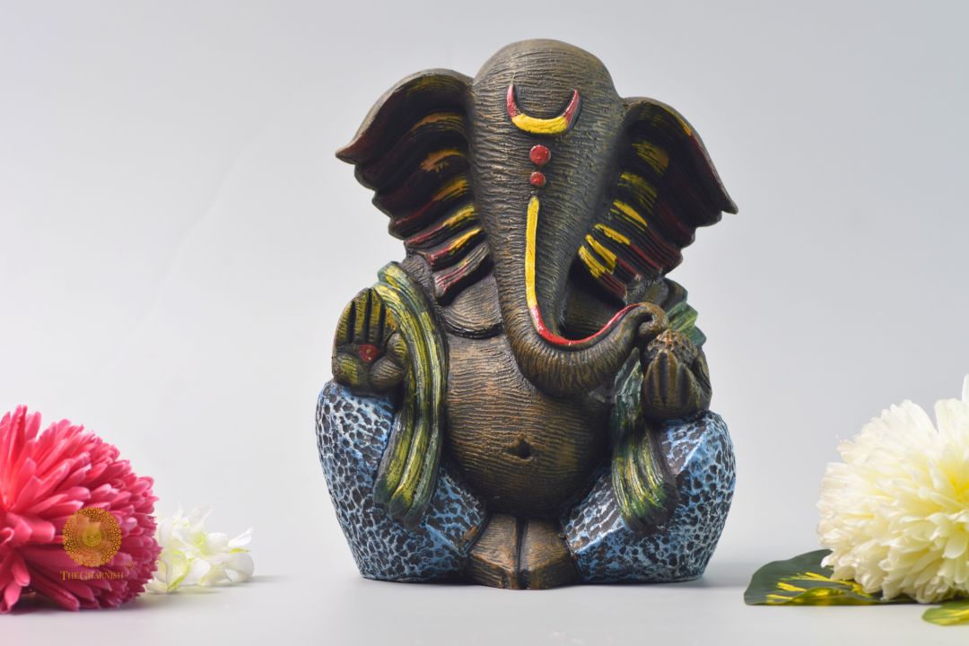 Ganpati Resin Murti - Brown (8x11 Inches) - The Gharnish - A Unit of Satkala Creations
