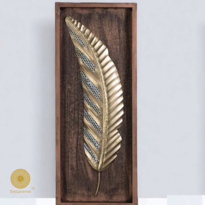 Wooden Frame Abby Leaf Wall Art (8x20 Inches) - The Gharnish - A Unit of Satkala Creations