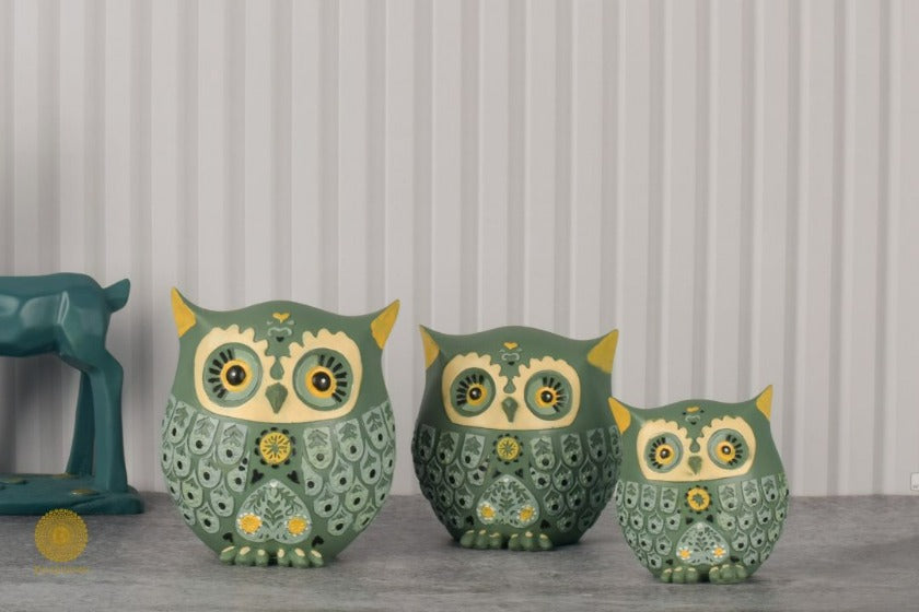 Designer Owl Set of 3 Home Decor Accent - The Gharnish - A Unit of Satkala Creations