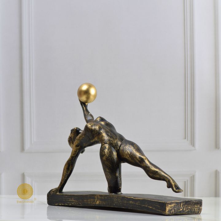 Yoga Lady With Golden Ball Figurine - The Gharnish - A Unit of Satkala Creations