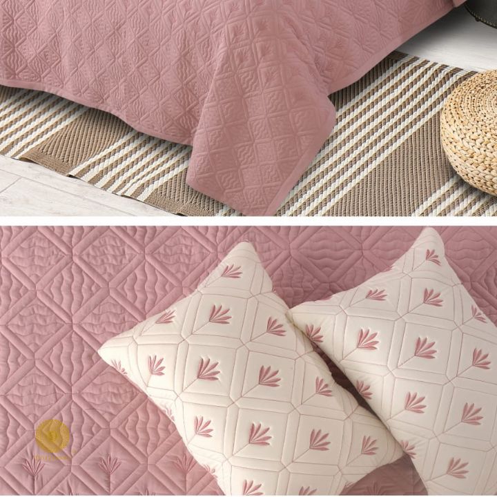 Beautiful Embrodeiry Croma Quilted Bedcover Set - The Gharnish - A Unit of Satkala Creations