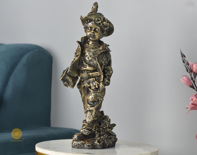 Ancient Antique Golden Boy Statue - The Gharnish - A Unit of Satkala Creations