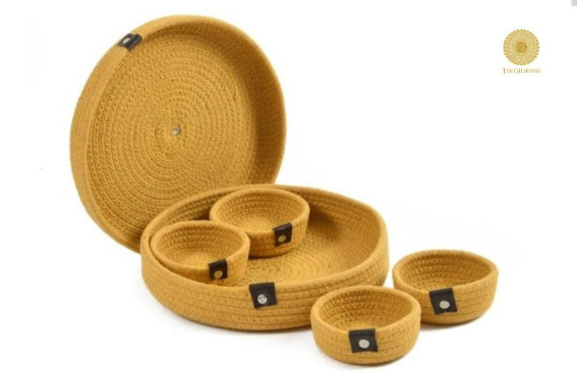 Cotton Rope Dry Fruit Tray Set - The Gharnish - A Unit of Satkala Creations