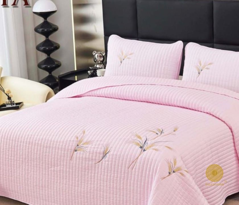 Zoya King Size Quilted Bedcover With Embroidery - The Gharnish - A Unit of Satkala Creations