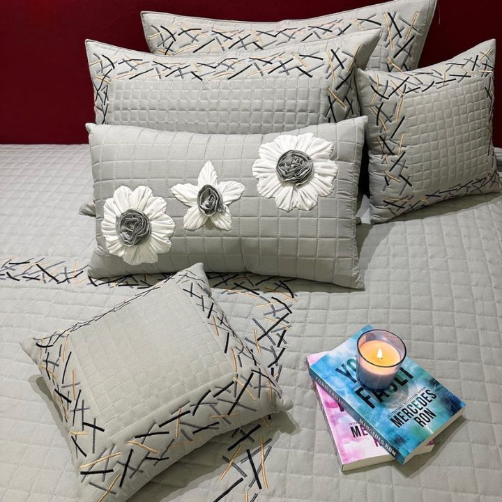 King Size 6 Pcs Quilted Bedcovers Set - The Gharnish - A Unit of Satkala Creations