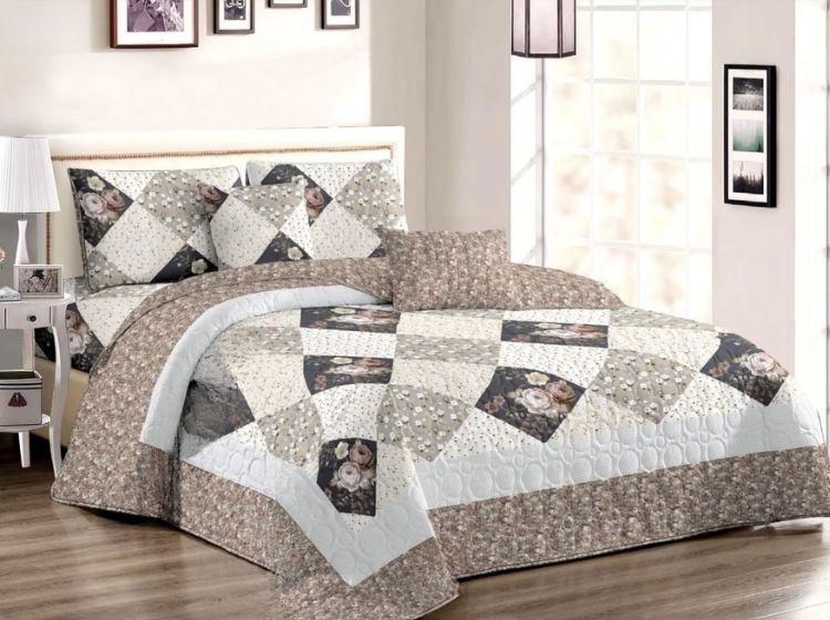 Beyond Dream – Premium Double Bed Quilted Bedcover Set (3-Piece) | Real Patchwork - The Gharnish - A Unit of Satkala Creations