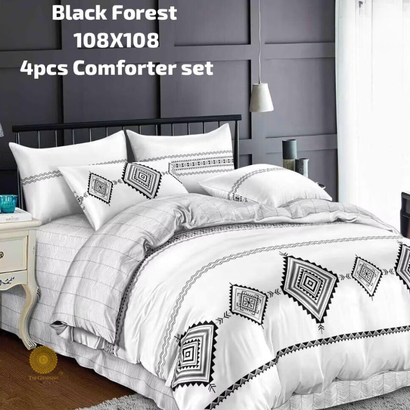 Black Forest 4 Pieces REVERSIBLE Comforter Set - The Gharnish - A Unit of Satkala Creations