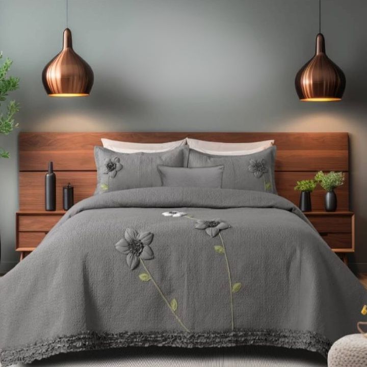 Beautiful 3D flower pattern Quilted Bedding Set - The Gharnish - A Unit of Satkala Creations