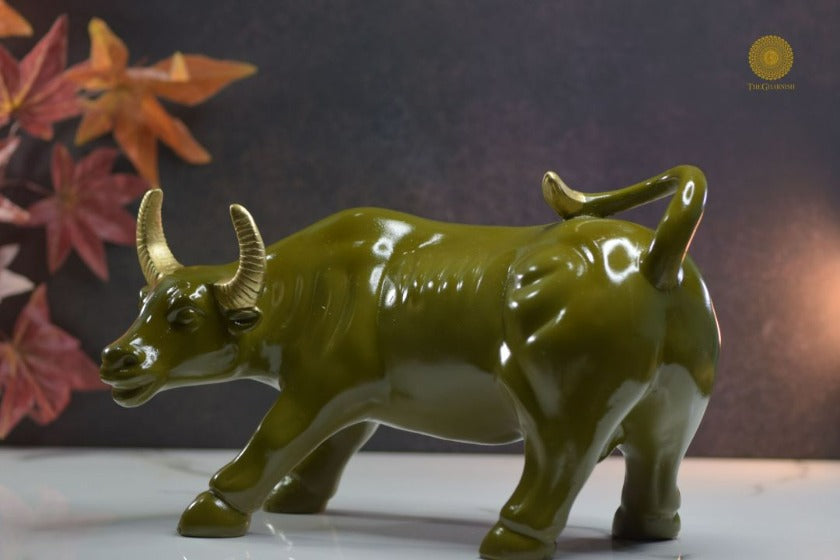 Bull of Wall Street Figurine- Green - The Gharnish - A Unit of Satkala Creations