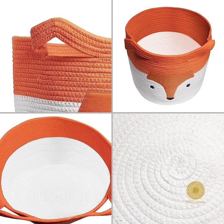 Cute fox Woven Storage Basket - The Gharnish - A Unit of Satkala Creations