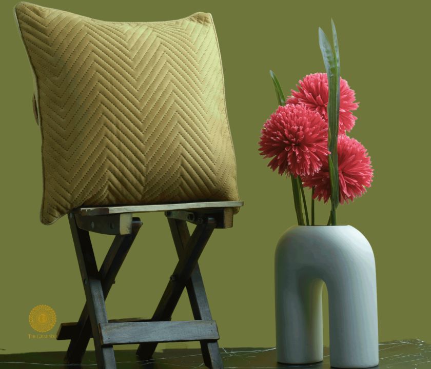 Yellow Zig Zag Quilted Cushion Cover- Set of 5 - The Gharnish - A Unit of Satkala Creations