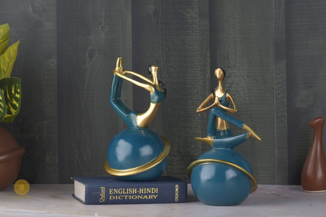 Yoga Pose Sea Green - Set of 2 - The Gharnish - A Unit of Satkala Creations