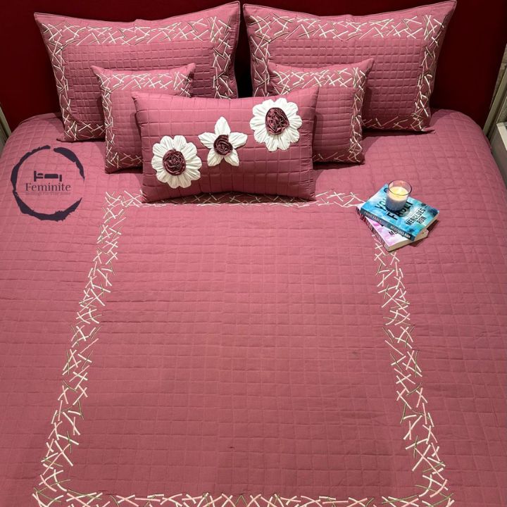 King Size 6 Pcs Quilted Bedcovers Set - The Gharnish - A Unit of Satkala Creations