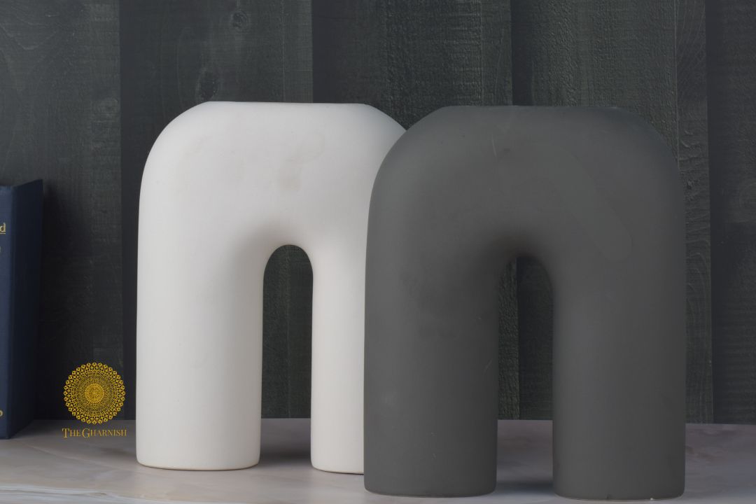U Shape Contemporary Boho Vase - Black - The Gharnish - A Unit of Satkala Creations