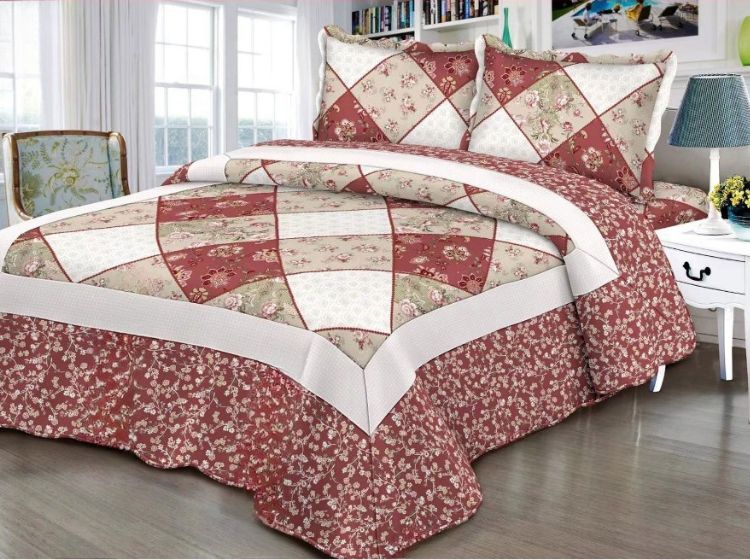 Beyond Dream – Premium Double Bed Quilted Bedcover Set (3-Piece) | Real Patchwork - The Gharnish - A Unit of Satkala Creations