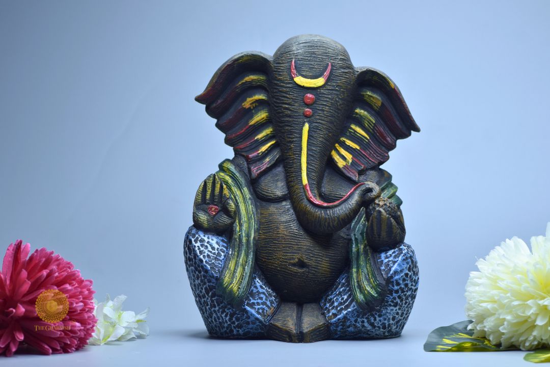 Ganpati Resin Murti - Brown (8x11 Inches) - The Gharnish - A Unit of Satkala Creations
