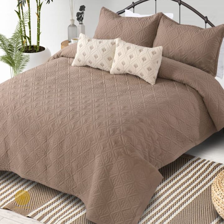 Beautiful Embrodeiry Croma Quilted Bedcover Set - The Gharnish - A Unit of Satkala Creations
