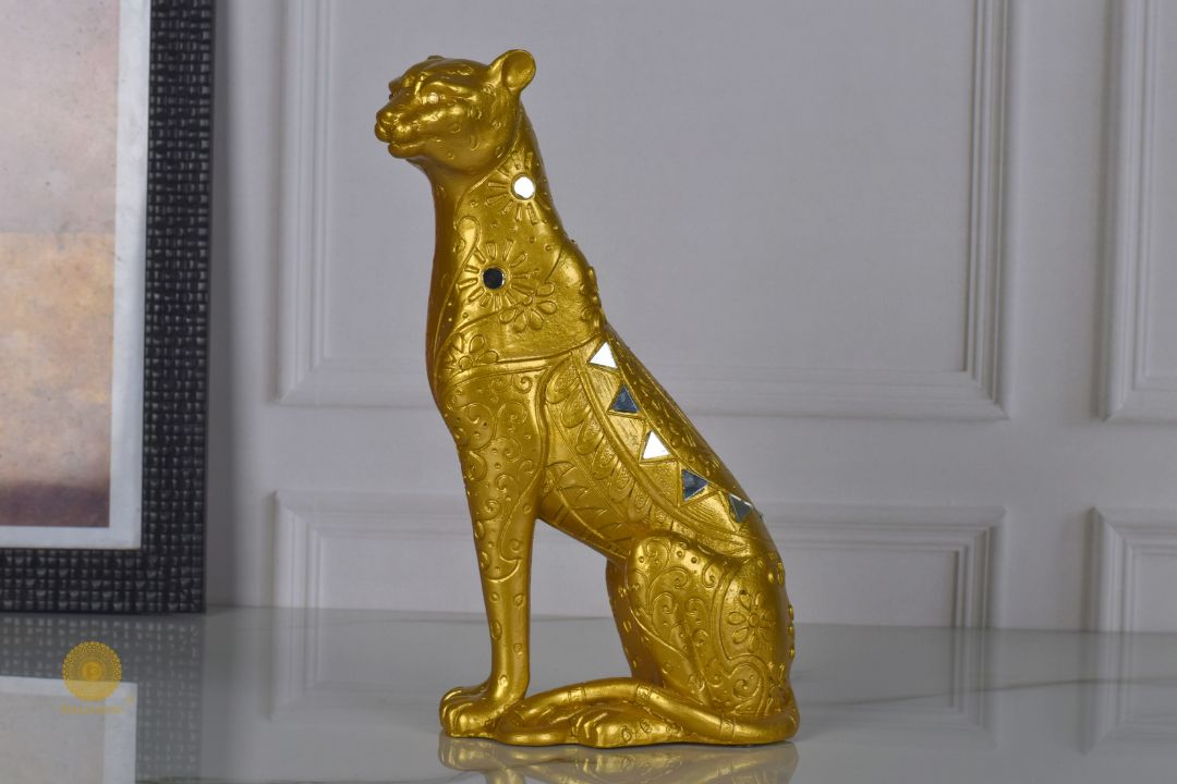 Golden Leopard Figurine - The Gharnish - A Unit of Satkala Creations