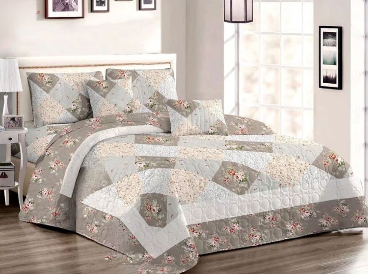 Beyond Dream – Premium Double Bed Quilted Bedcover Set (3-Piece) | Real Patchwork - The Gharnish - A Unit of Satkala Creations