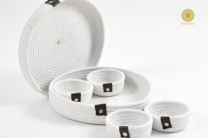 Cotton Rope Dry Fruit Tray Set - The Gharnish - A Unit of Satkala Creations