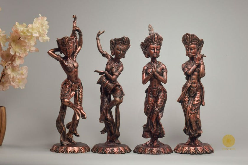Antique Set of Lady Musician Figurine - The Gharnish - A Unit of Satkala Creations