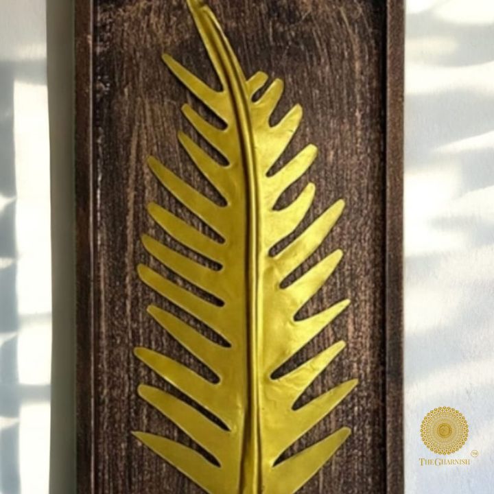 Star Leaf Wooden Frame Wall Art (8x20 Inches) - The Gharnish - A Unit of Satkala Creations
