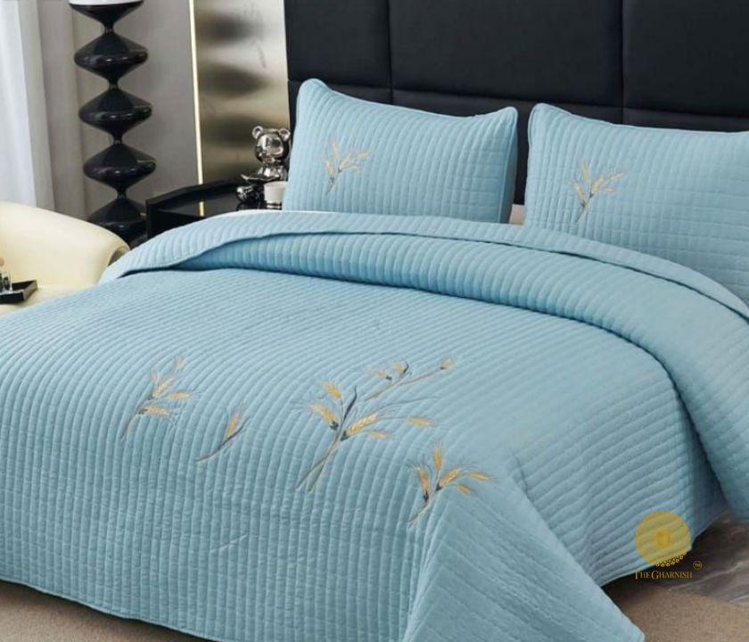 Zoya King Size Quilted Bedcover With Embroidery - The Gharnish - A Unit of Satkala Creations