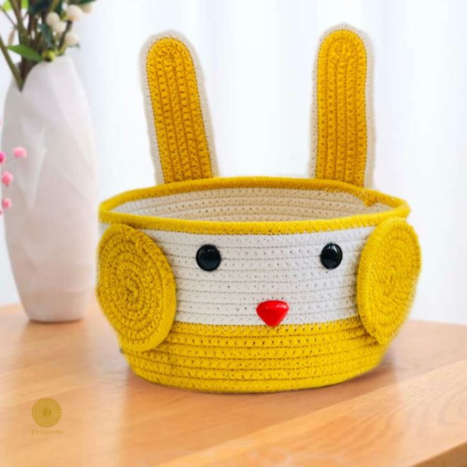 Cotton Rope Cat Shape Basket (13x 11 Inches) - The Gharnish - A Unit of Satkala Creations