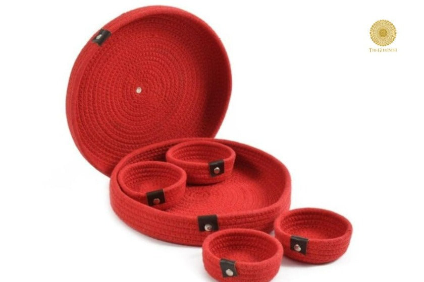 Cotton Rope Dry Fruit Tray Set - The Gharnish - A Unit of Satkala Creations