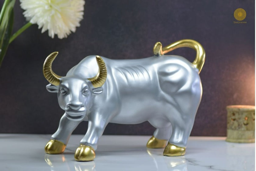 Bull of Wall Street Figurine Silver - The Gharnish - A Unit of Satkala Creations