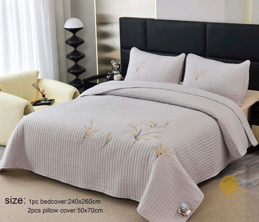 Zoya King Size Quilted Bedcover With Embroidery - The Gharnish - A Unit of Satkala Creations