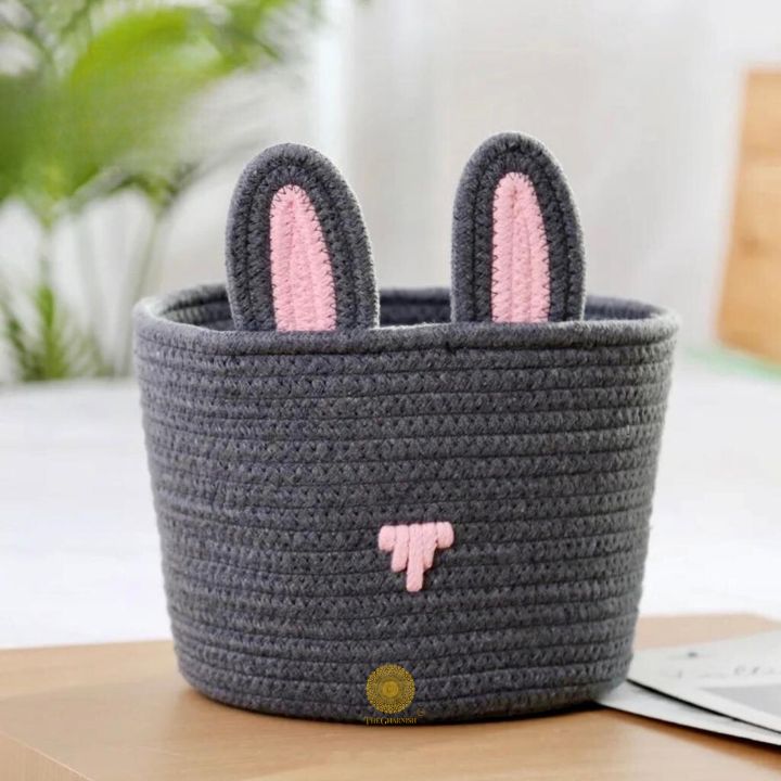Cute Rabbit Rope Storage Basket - The Gharnish - A Unit of Satkala Creations