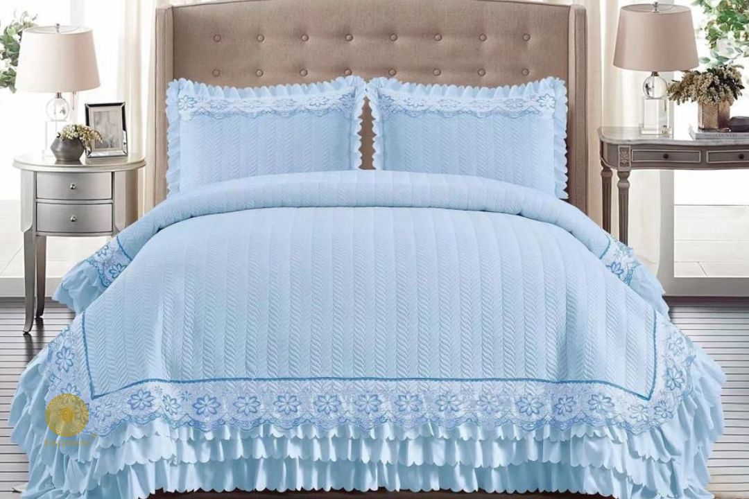 Premium 3 Layer Frill Quilted Bedcover - The Gharnish - A Unit of Satkala Creations