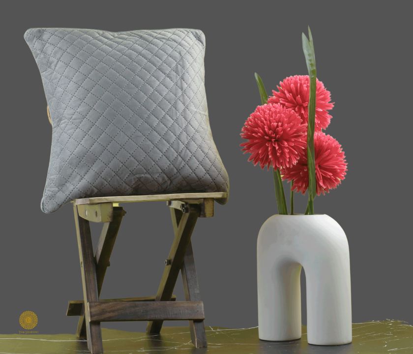 Satin Harlequin Quilted Cushion Cover Set of 2 - The Gharnish - A Unit of Satkala Creations