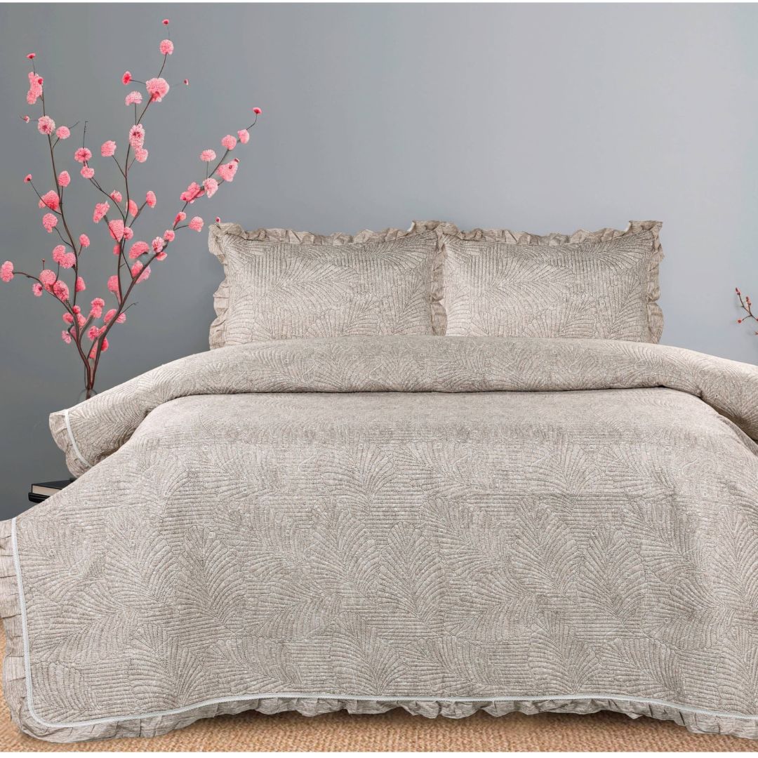 Benzo 3 Pcs Premium Cotton Quilted Bedding Set - The Gharnish - A Unit of Satkala Creations