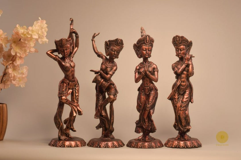 Antique Set of Lady Musician Figurine - The Gharnish - A Unit of Satkala Creations