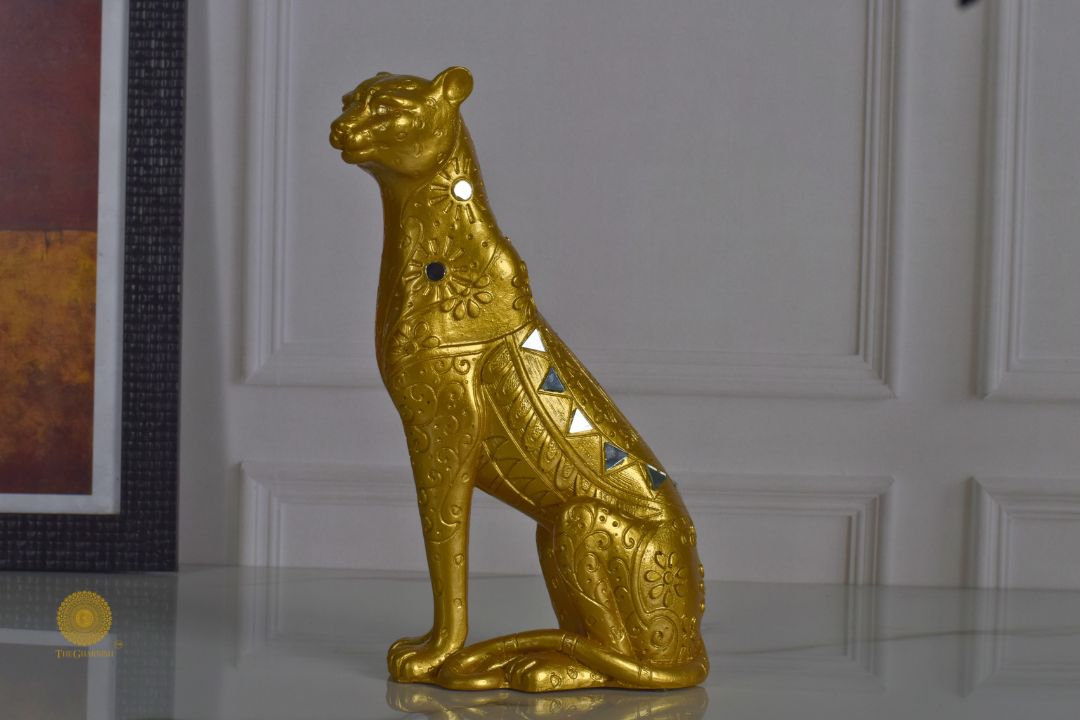 Golden Leopard Figurine - The Gharnish - A Unit of Satkala Creations