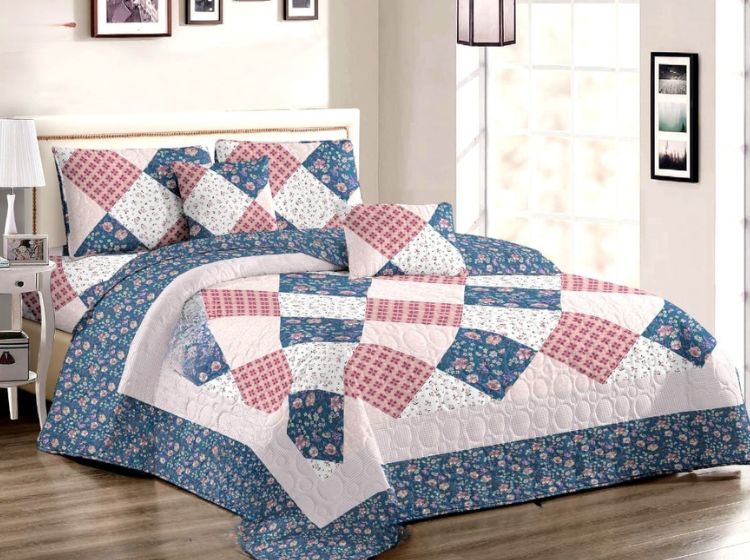 Beyond Dream – Premium Double Bed Quilted Bedcover Set (3-Piece) | Real Patchwork - The Gharnish - A Unit of Satkala Creations