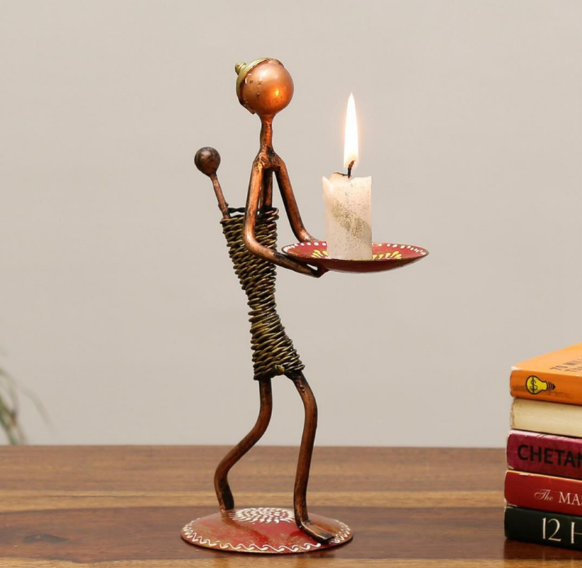Lady With Kid Tea Light Stand - The Gharnish - A Unit of Satkala Creations